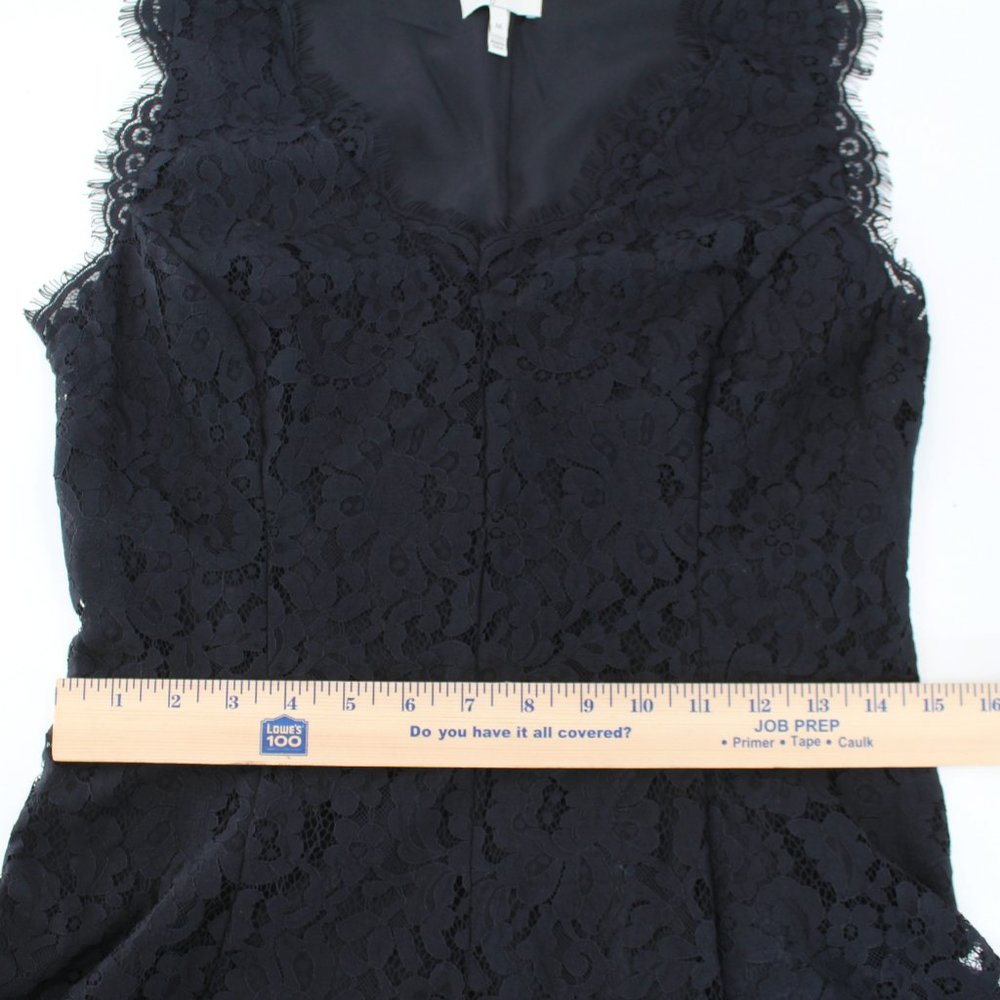 Joie Nikolina Dress Black Lace Sleeveless V Neck Scalloped Eyelash Trim SZ M - Picture 10 of 15